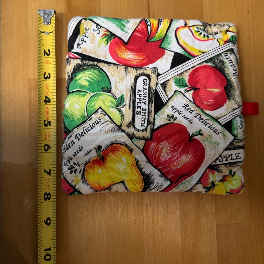 Apple Print Fabric Potholder - Red, Green, Yellow